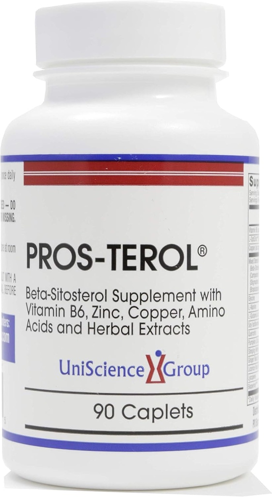 Pros-TEROL, Prostate Relief avec des stérols de plantes à 900 mg avec des graines de citrouille, racine de cailloux, racine de gingembre, extrait de racine de réglisse 90 Caplets
