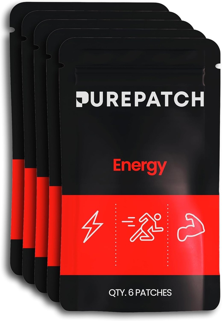 Pure Patch® Energy Patch – Botanical-Inspired Topical Patch with Caffeine, Amino Acids, and Electrolyte Blend – Non-Ingestible Format – 30 Patches