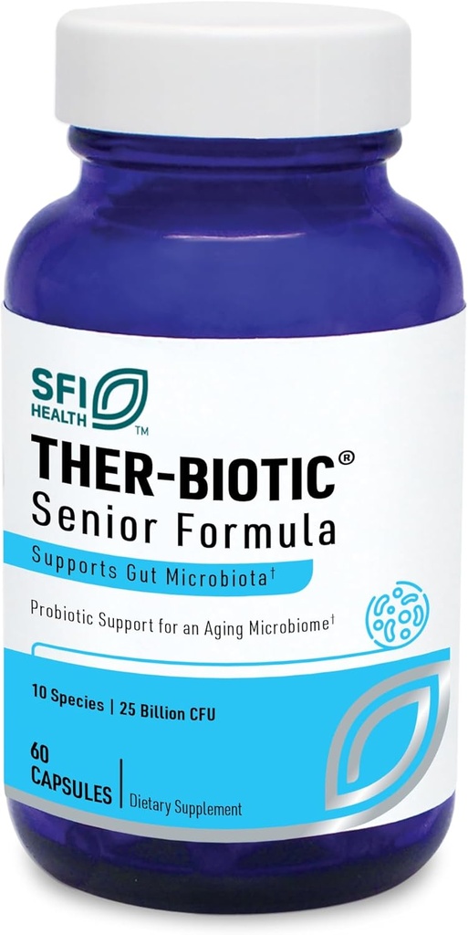 Klaire Labs SFI Health Ther-Biotique Probiotiques pour les aînés - Soutien digestif et immunitaire pour les aînés et les femmes de plus de 60 ans - Bifidobacterium & Lactobacillus - Probiotique adulte - Sans lait (60 capsules)