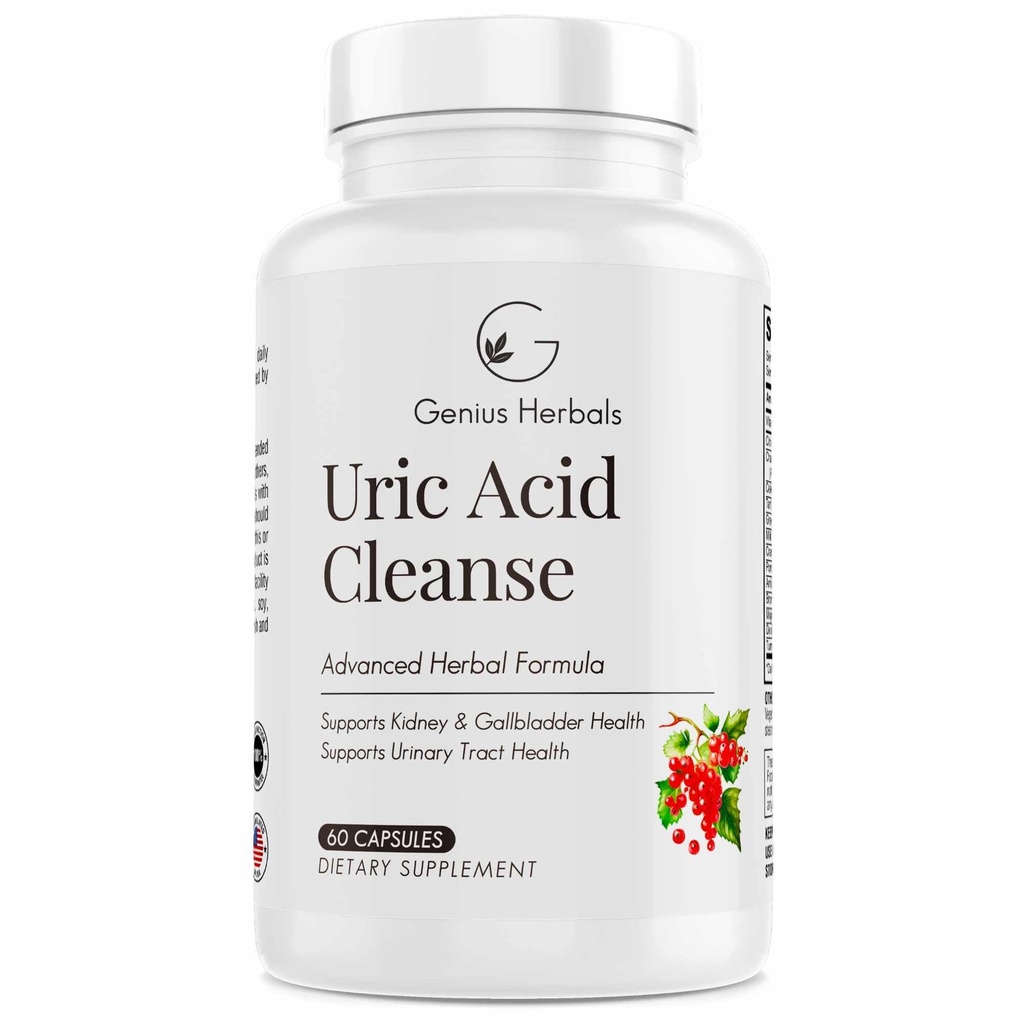 Nettoyant Uric Acid – Soutient la santé du rein, du foie, de la vésicule et du trac urinaire, formule à base de plantes avancée - 60 capsules