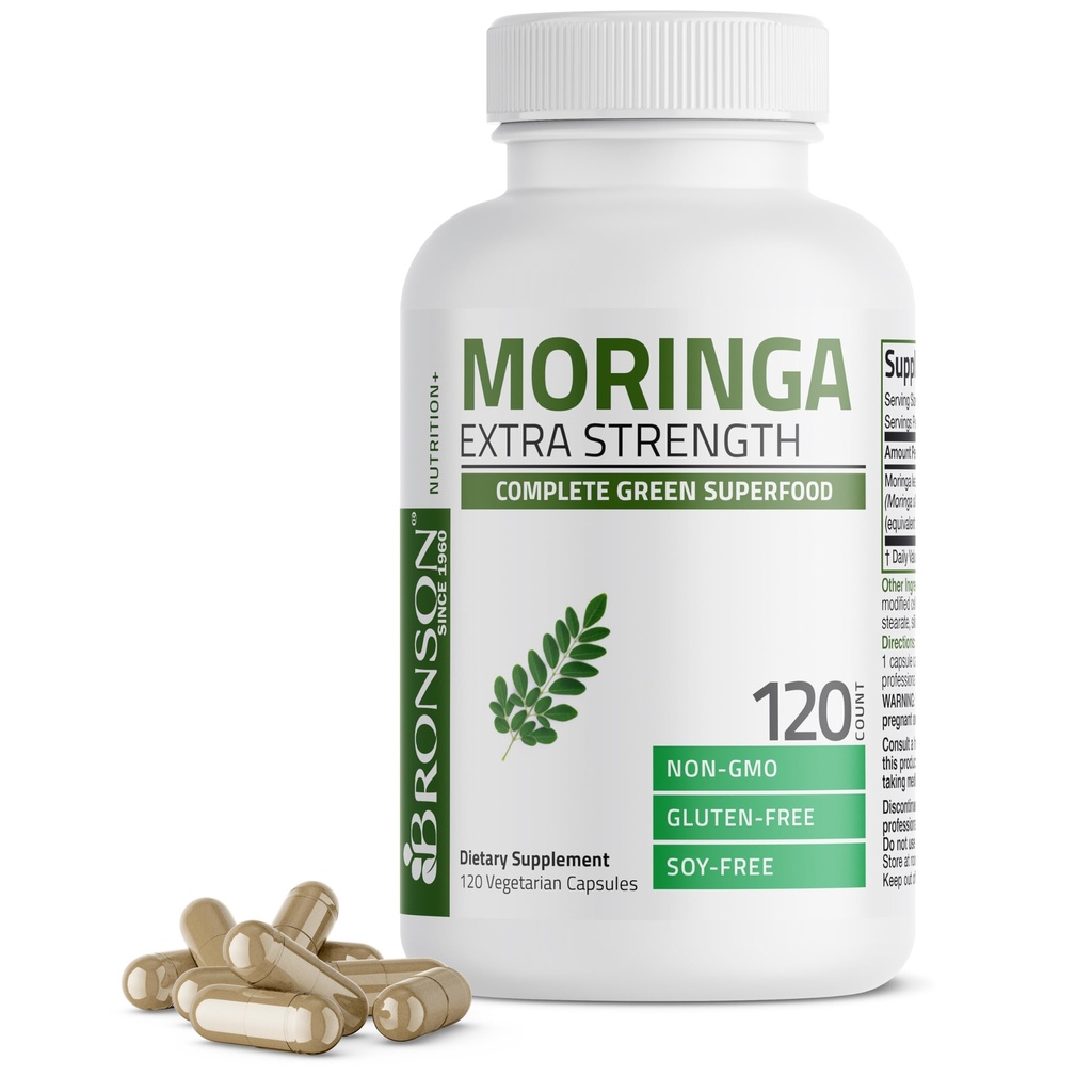 Bronson Moringa Capsules Extra Strength Moringa Oleifera Poudre, 120 Compte