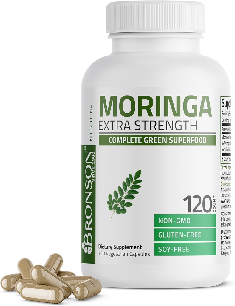 Bronson Moringa Capsules Extra Strength Moringa Oleifera Poudre, 120 Compte