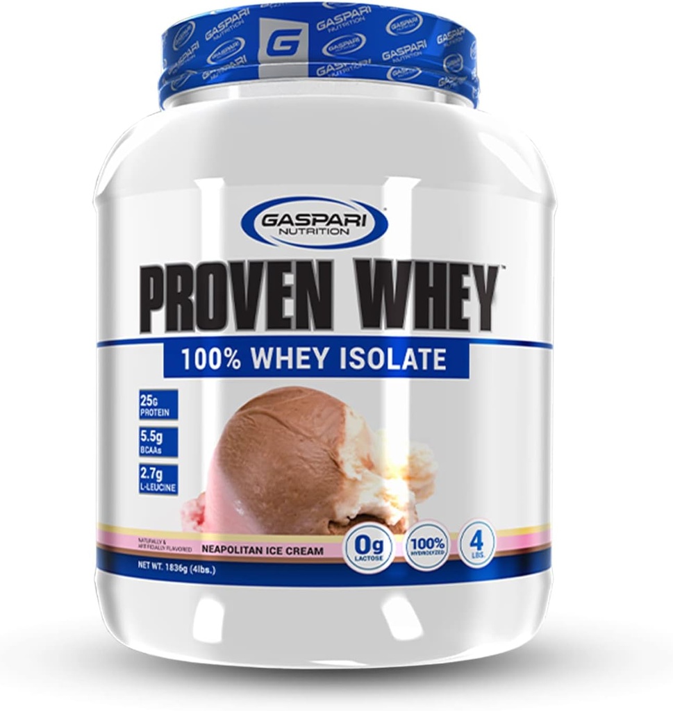 Gaspari Nutrition Fourni Whey, 100% hydrolysé Whey Isolate, haute protéine, sans lactose, faible hydrate de carbone et faible sucre (4lb, crème glacée napolitaine)