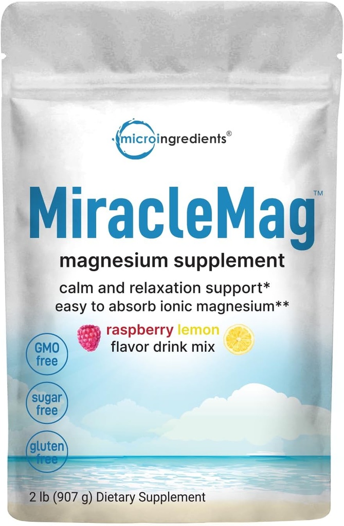 Calm Magnésium Poudre, 2 livres, Magnésium Citrate Poudre, Framboise douce Lemon Aromatisé, Calme et relaxation Soutien minéral Facilement absorbé, non OGM, végétalien, sans sucre