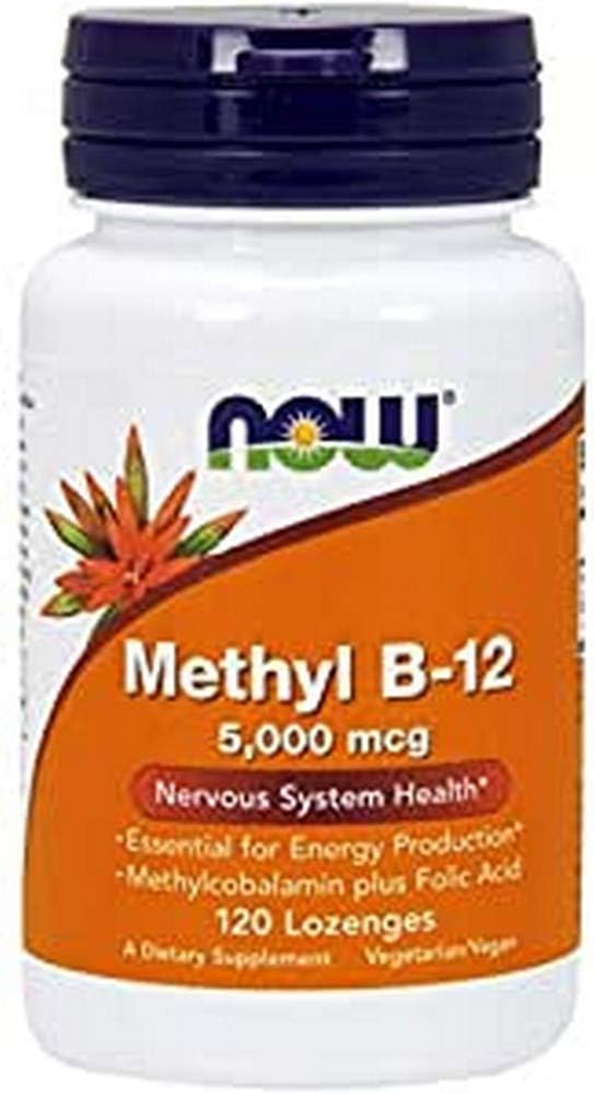 MAINTENANT Aliments Méthyl B12 - méthylcobalamine Plus acide folique - 5 000 MCG (120 Lozenges)