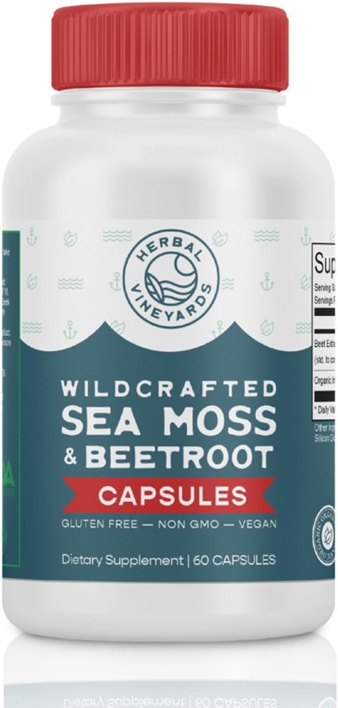 Herbal Vignobles Bio Wildcrafted Sea Moss and Beetroot 60 Capsules (en anglais seulement)