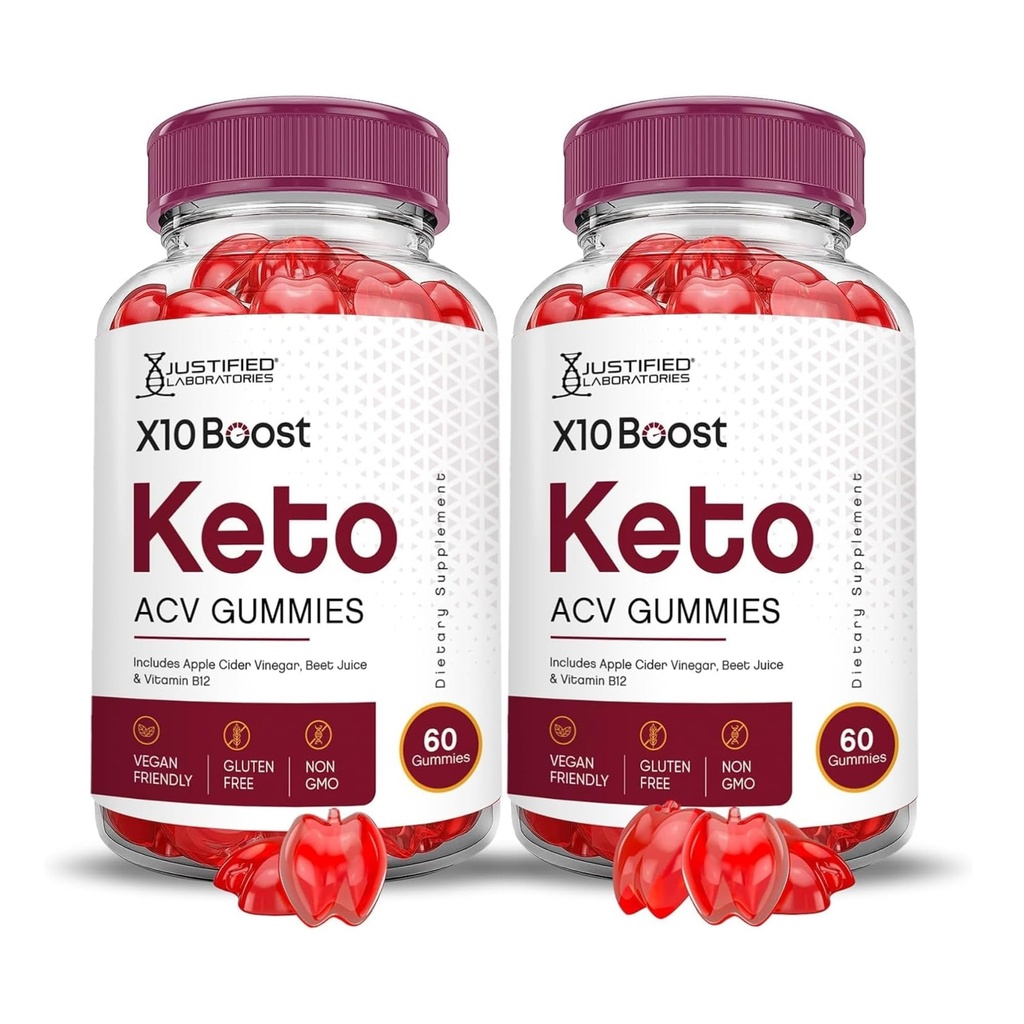 Laboratoires justifiés (2 Pack X10 Bottes Keto ACV Apple Cider Vinegar Boost Formulé avec Pomegranate Beet Juice Powder B12 Vegan Non OGM 120 Gummies