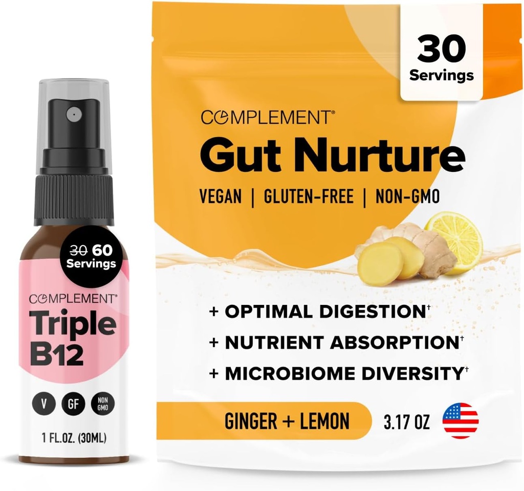 Complément Triple B12 Spray & Gut Nutrition Bundle – Supplémentation intégrale de B12 végétalien et soutien sanitaire digestif
