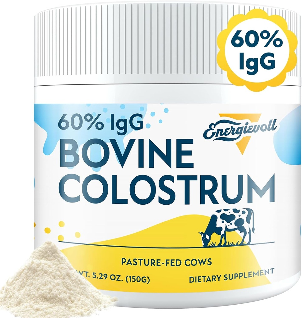 Bovine Colostrum Supplement Powder - 60% IgG 3000 mg for Gut, Hair Growth, Beauty, and Immune, Easy to Mix, Unflavored (50 Servings)