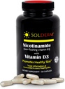 Nicotinamide Vitamine B3 et supplément D3 sans gluten et sans gluten Le supplément de nicotinamide oral avec des cas de cellulose végétale favorise la santé de la peau 60 Capsules
