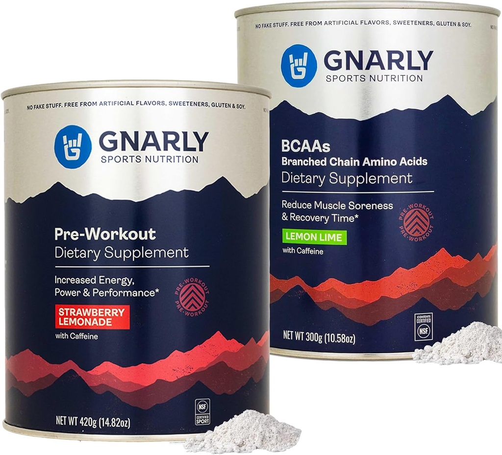 Nutrition Gnarly Pré-entraînement Gnarly Limonade de fraise (14,82 oz) BCAAs Lime de citron (10,58 oz)