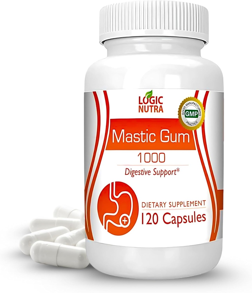 Premium Mastic Gum Capsules - Natural Gastrointestinal Support Supplement, 1000mg Per Serving - 120 Capsules (1 Bottle)