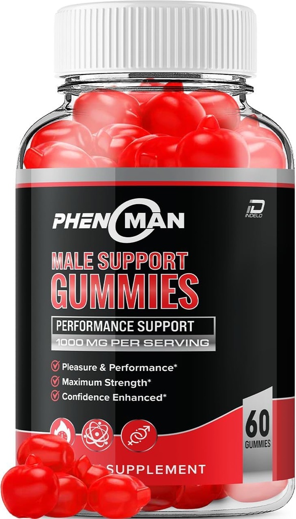 Phenoman pour les hommes Gummies – Pheno Man Max Performance, Phenoman Formule avancée, Supplément naturel extra-fort pour la croissance musculaire et le soutien de la santé globale et critiques (1 Pack – 60 Gummies)