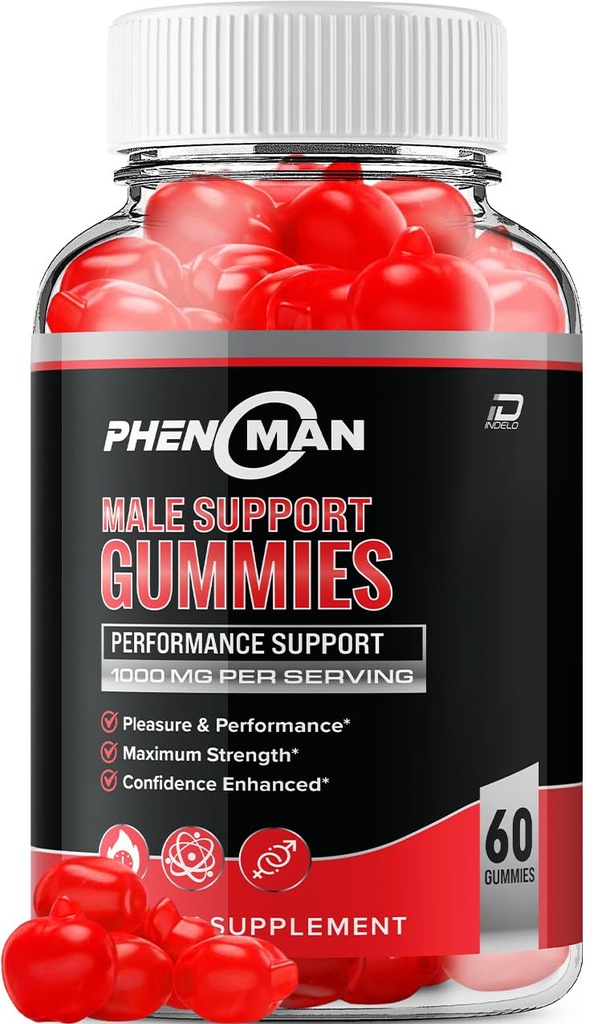 Phenoman pour les hommes Gummies – Pheno Man Max Performance, Phenoman Formule avancée, Supplément naturel extra-fort pour la croissance musculaire et le soutien de la santé globale et critiques (1 Pack – 60 Gummies)
