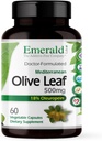 EMERALD LABS Méditerranéen Olive Leaf 500mg - Extrait de feuille d'olive végétalien sans gluten - Soutient la peau, l'immunité et la santé cardiaque - 60 capsules végétales (jusqu'à 60 jours d'approvisionnement)