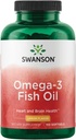 Swanson Omega 3 Supplément à l'huile de poisson Coeur Cerveau et soutien interarmées AFE sans OGM 180 mg EPA Plus 120 mg DHA 150 Capsules de softgel Saveur de citron