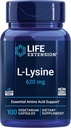 Prolongation de la durée de vie L-Lysine, 620 mg, Acide amino essentiel pour équilibrer l'azote sain, métabolisme du calcium, réponse au stress et plus encore, sans gluten, non-OGM, végétarien, 100 capsules