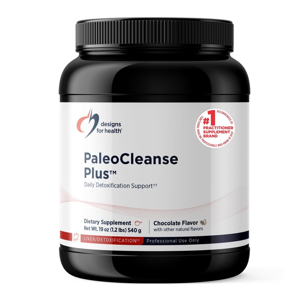 Designs for Health PaleoCleanse Plus - Poudre de désintoxication avec 18g de protéines de bronzage osseux, herbes antioxydantes, vitamines + minéraux - Smoothie Shake Drink Mix, chocolat (15 portions / 525g)