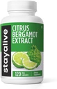 STAY ALIVE Citrus Bergamot Capsules 1000mg, 30:1 Super extrait avec 50% de Flavanones polyphénoliques, 120 pilules, Citrus Bioflavonoïdes Suppléments naturels de santé cardiaque pour les femmes et les hommes
