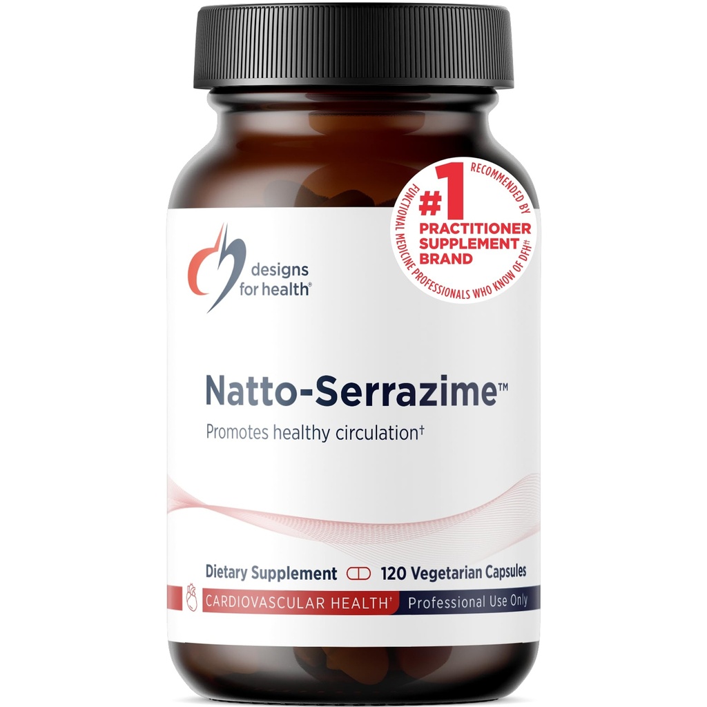 Conceptions pour la santé Nattokinase avec Serrapeptidase - Natto-Serrazime + Enzymes protéolytiques - Conçu pour soutenir un système circulatoire sain + Santé immunitaire - Supplément non OGM (120 capsules)