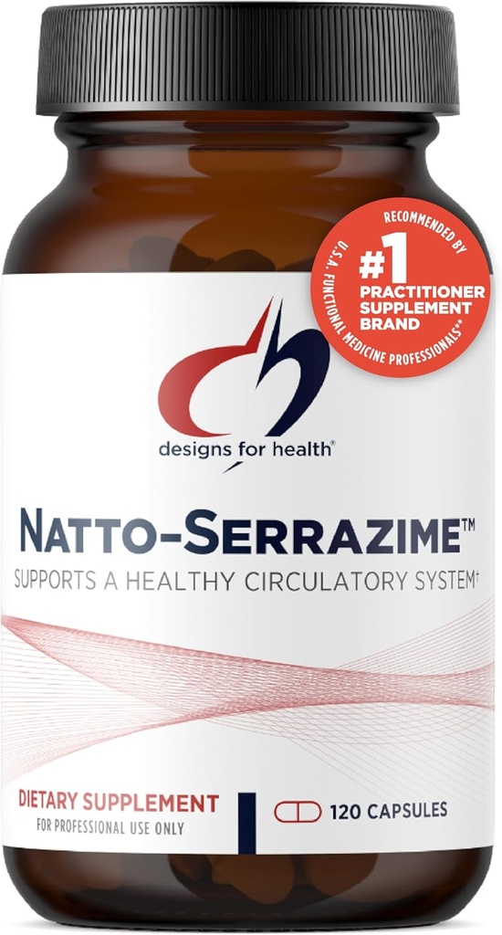 Conceptions pour la santé Nattokinase avec Serrapeptidase - Natto-Serrazime + Enzymes protéolytiques - Conçu pour soutenir un système circulatoire sain + Santé immunitaire - Supplément non OGM (120 gélules)