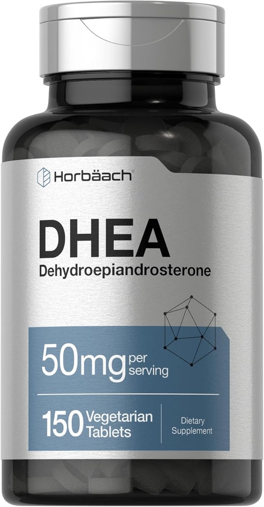 Horbäach DHEA 50mg, 150 comprimés non-OGM, supplément sans gluten