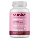 BESTVITE Vitamine végétalienne D3 5000 UI + Vitamine K2 100 mcg en MK-7 (120 capsules végétariennes) - Pas de stéarates - Végétalien - Non OGM - Sans gluten
