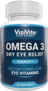 Suppléments oculaires secs Omega 3 avec EPA et DHA - VisiVite Sec Eye Relief Quench+ Vitamines oculaires pour les yeux secs avec supplément Omega 3 - Vitamines oculaires sèches avec huile de poisson Omega 3 - 60 Softgels.