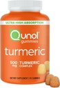 Gummies turcumées Qunol, Gummy avec 500mg Curcumine curcumine, Supplément de soutien mixte, Curcumine tumérique ultra haute absorption, végétalien, sans gluten, 90 Nombre