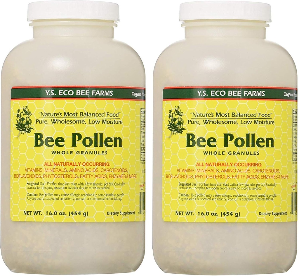 Pollen d'abeilles - Granulaires entiers à faible humidité YS Eco Abeille Farms 16 oz Granular (2 Pack)
