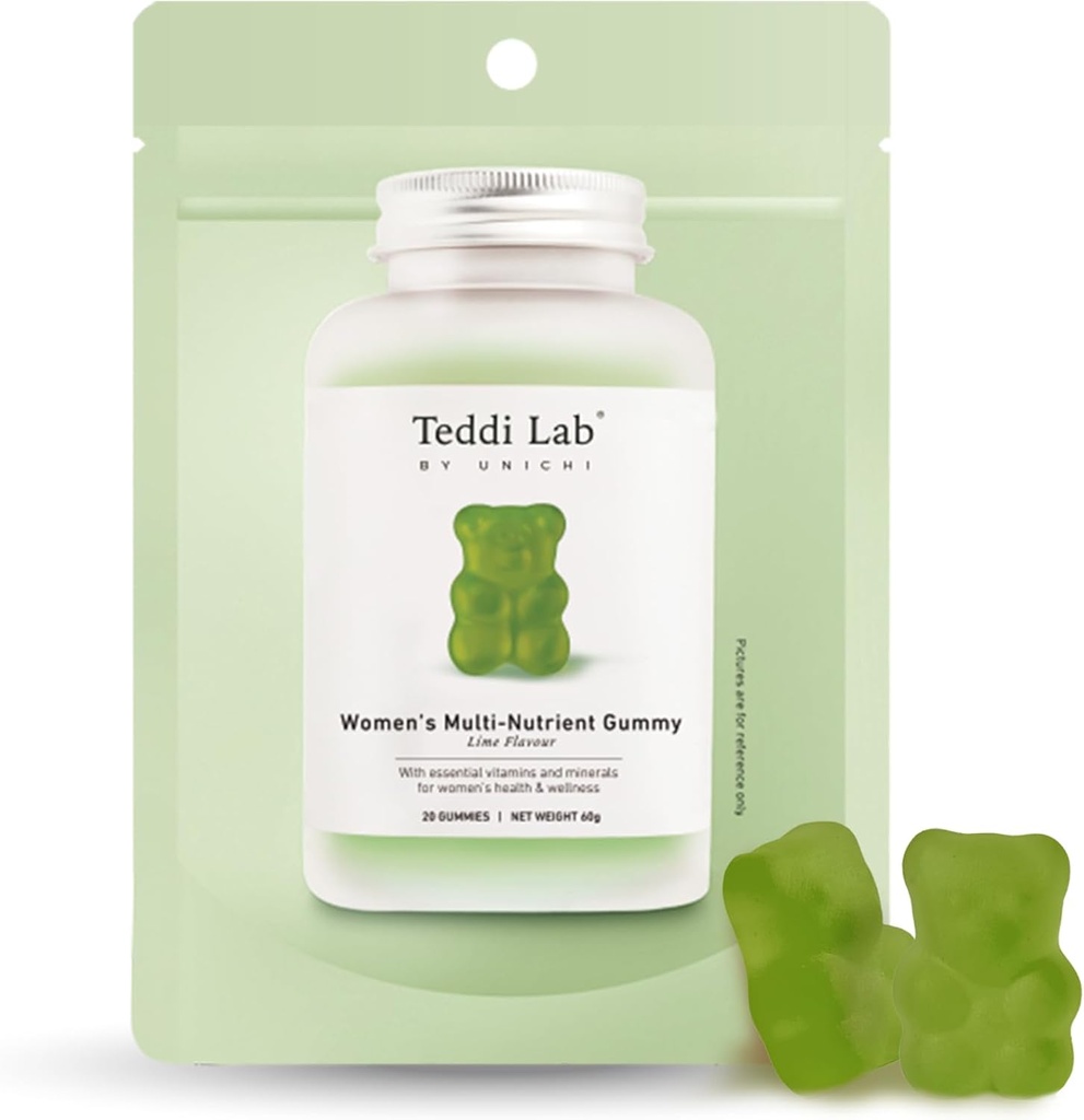 Les femmes Unichis Multi-Nutrient Gummy 20 Comte, 18 Vitamines et minéraux essentiels spécialement conçus pour les femmes pour améliorer la vitalité globale, non-OGM, saveur de chaux