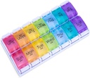 7 jours AM PM Pill Organizer, Humidité-Proof Design et grands compartiments pour tenir les vitamines, huile de poisson, suppléments, boîtes à pilules hebdomadaires/cas, distributeur de médicaments quotidiens (14 compartiments Pas d'alarme)
