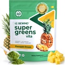 Meilleures Dégustation de poudre Super Greens avec 40+ Superfoods – Délicieux Poudre Verte Quotidien avec Vitamine B12, Zinc, Vitamine C, Magnésium et Calcium – Mélange de Jus Vert Superfood - Arôme d'Ananas