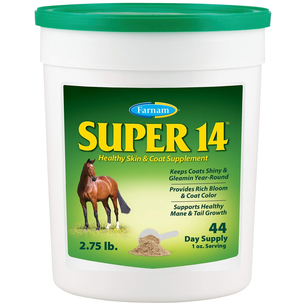 Farnam Super 14 Skin & Coat Supplément santé pour les chevaux, garde les manteaux brillants et le leaming année-round 2,75 livre, 44 jours d'approvisionnement