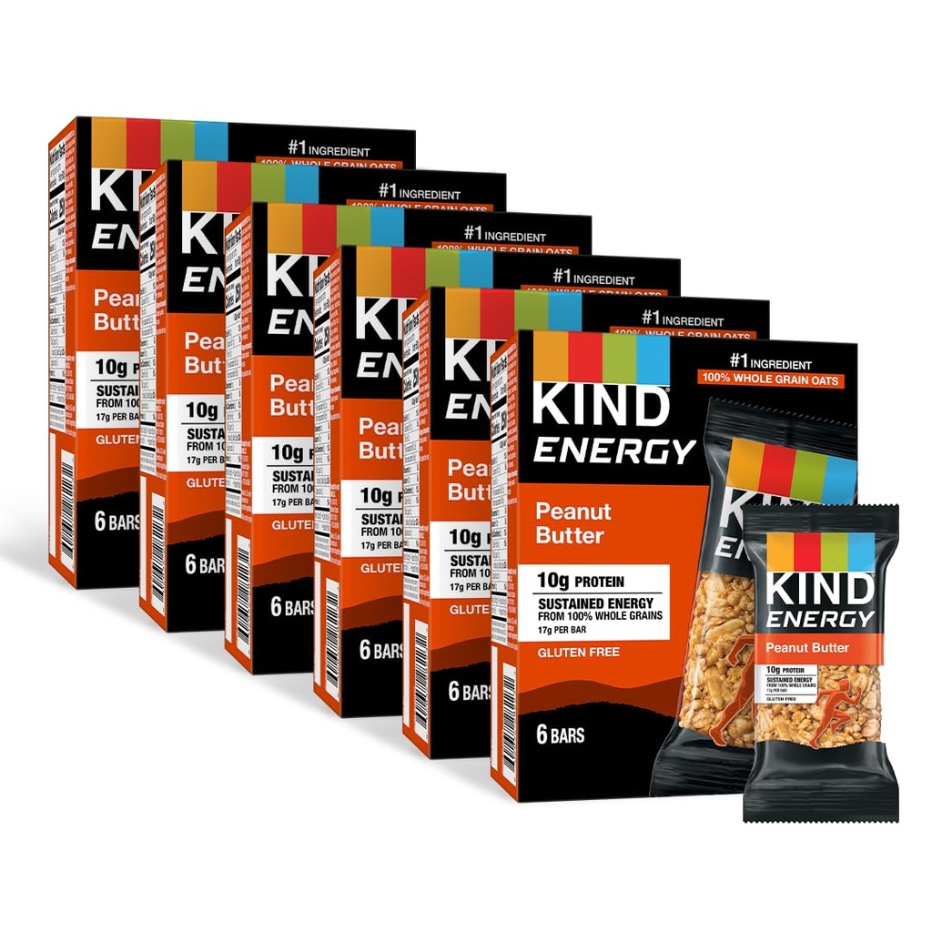 Barres d'énergie KIND, beurre d'arachide, collations saines, sans gluten, 10g de protéines, 36 Nombre