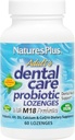 Natures Plus Adultes Soins dentaires Probiotiques - Supplément pour la santé des dents et des gencives - Saveur de menthe poivrée - 60 Lozanges végétariennes (30 portions)