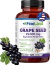 FineLand Grape Seed Extract 50:1 – 25,000mg Equivalent per Capsule – 120 Vegan Capsules – Rich in Antioxidants | Heart, Immune & Circulation Support – Non-GMO | Made in USA