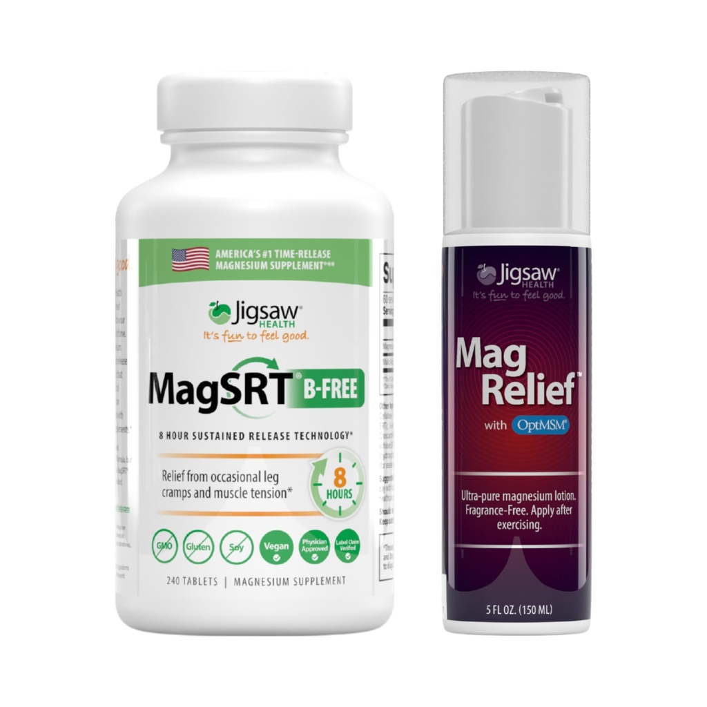 MagSRT (sans B), 240 comprimés et MagRelief, 5 onces (Lotion)