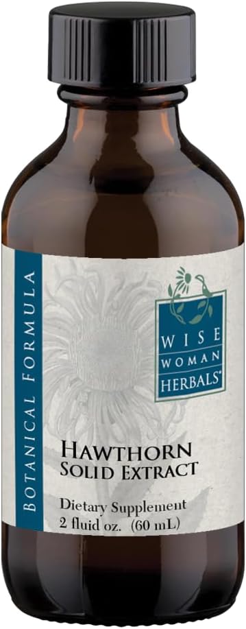 Wise Woman Herbals Hawthorn Berry Solid Extract 4:1, sans alcool extra force, favorise la circulation saine, la protection antioxydante, le soutien cardiovasculaire à base de plantes, 2 Fl Oz