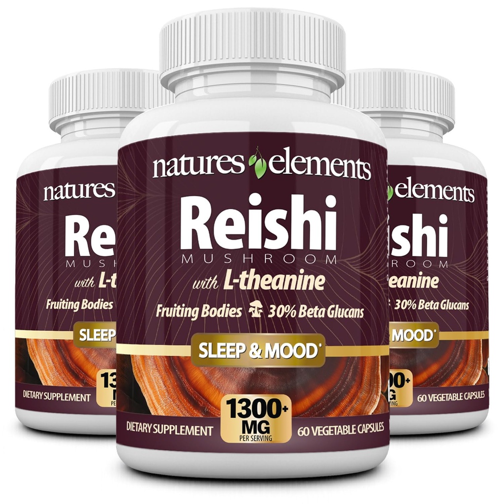 Reishi Extrait de champignons – 10:1 Concentration – 1000mg – 60 comprimés – Pack de 3 – Immune Support – Végétarien sans gluten – Ganoderma Lucidum