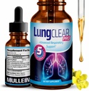 Supplément de soutien pulmonaire gouttes avec extrait de feuille de Mullein sauvage pour les poumons et le soutien mucus - 2 Fl oz