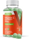 Viteey Vitamine à croquer C Gommies pour les adultes - 700mg Supplément supplémentaire de soutien immunitaire - Vegan, sans gluten - 60 Compte