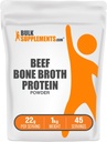 BulkSupplements.com Poudre de protéines pour os de boeuf - Protéine pour os de boeuf, poudre de protéines sans lactose - Sans lait et sans gluten, 22g par portion, 1kg (2,2 lbs) (paquet de 1)