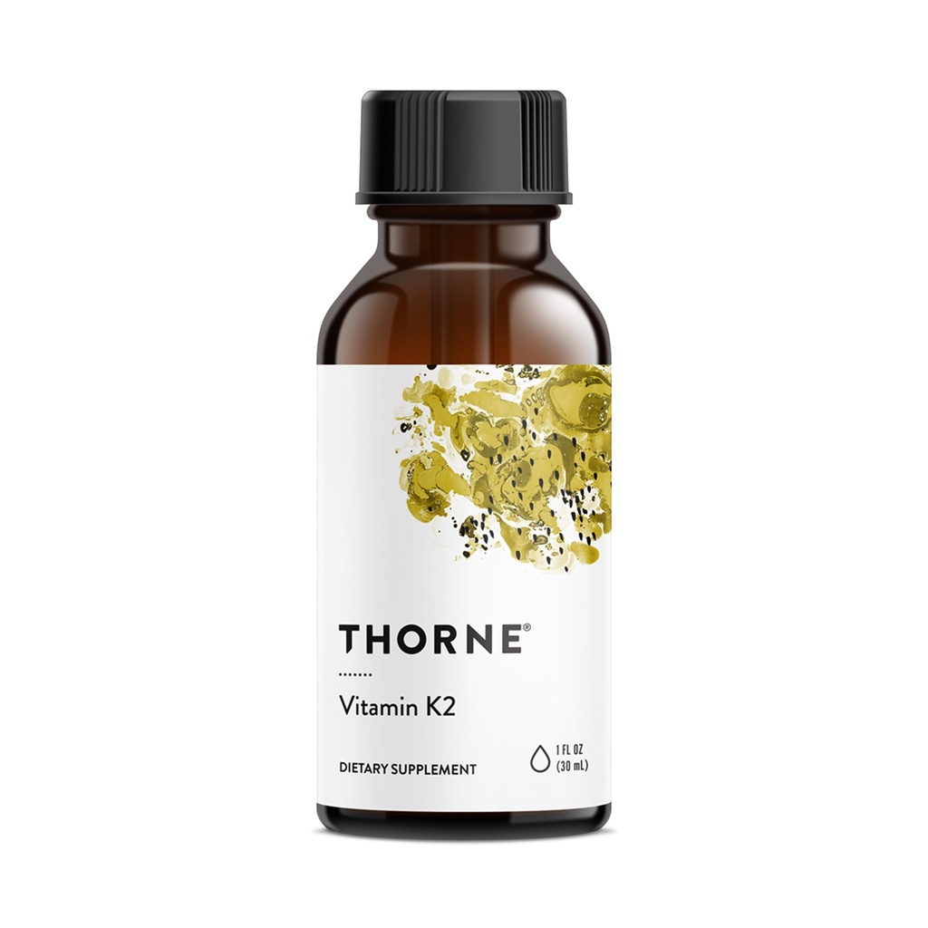 THORNE - Vitamine K2 liquide (1 mg par goutte) - Supplément concentré de vitamine K2 pour le soutien du coeur et des os* - sans gluten, lait et soja - 1 Fl Oz