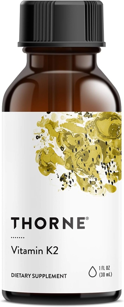 THORNE - Vitamine K2 liquide (1 mg par goutte) - Supplément concentré de vitamine K2 pour le soutien du coeur et des os* - sans gluten, lait et soja - 1 Fl Oz