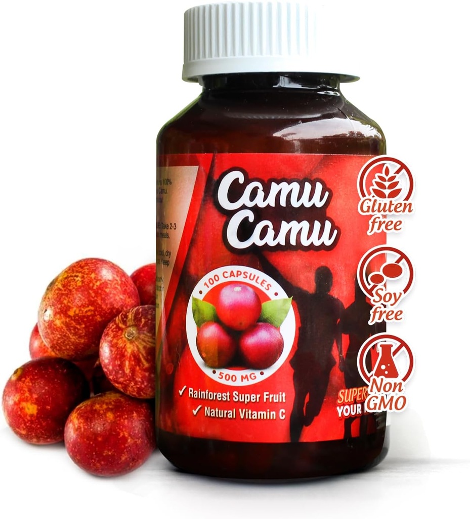 Sikyriah Camu Capsules Camu l 1000mg Haute Vitamine C Source l Système immunitaire Support Pills l Puissant Antioxydant et Anti-Aging Supplément l Non-OGM et sans gluten l