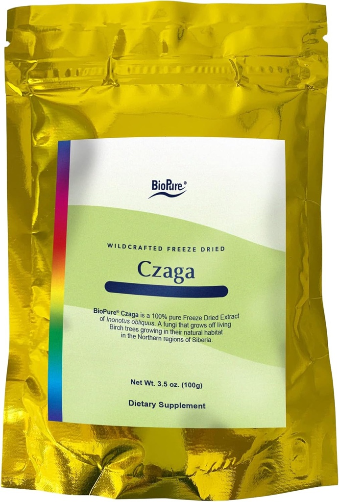BioPure Czaga Freeze Dried Siberian Extract – Potent Powdered Chaga Mushroom Rich in Beta-Glucans to Support Liver, Immune & Gastrointestinal Function, and Assists with Body’s Stress Response – 100g