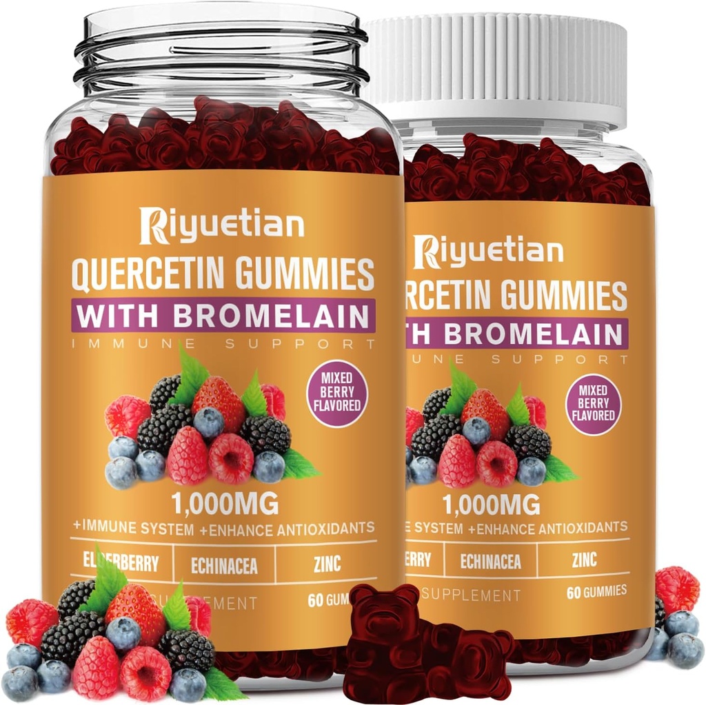 Bromelain, avec Zinc, Vitamine C, Elderberry pour Lung Immune Supplément de soutien pour les enfants adultes, Cardiopathie,Age Support Vitamines à croquer,Vegan, 120 Compte