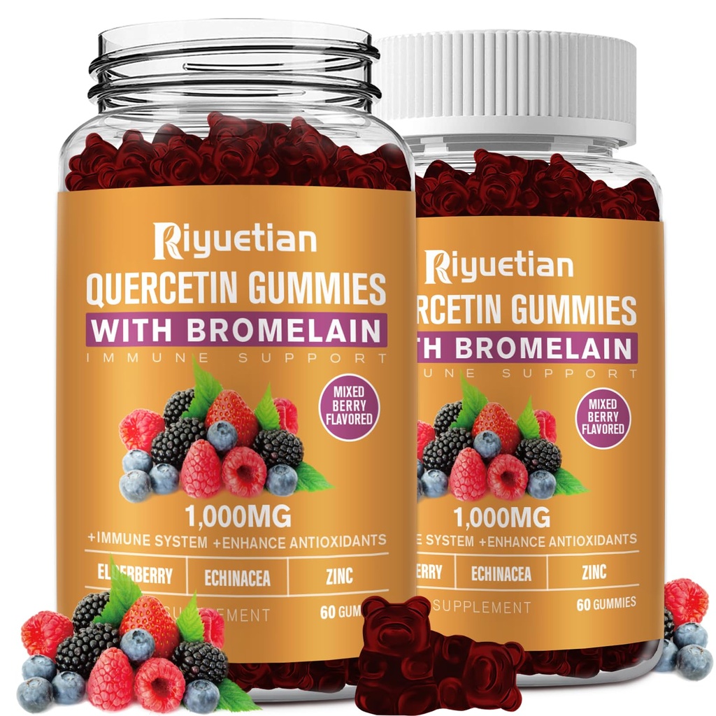 Bromelain, avec Zinc, Vitamine C, Elderberry pour Lung Immune Supplément de soutien pour les enfants adultes, Cardiopathie,Age Support Vitamines à croquer,Vegan, 120 Compte