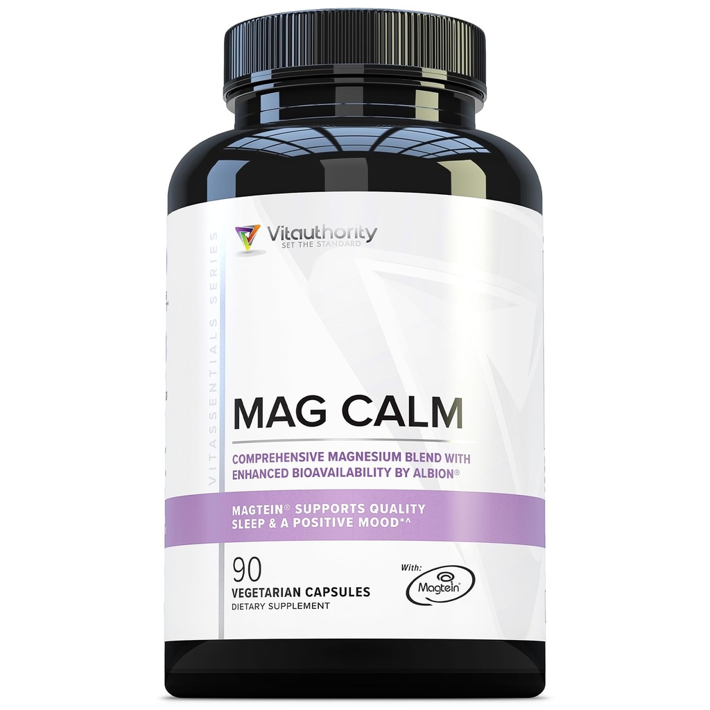 Vitauthority Magnésium L-Thréonate Biglycenate Chelate Blend GABA et L-Theanine Sleep Support 90 Capsules 30 Portions